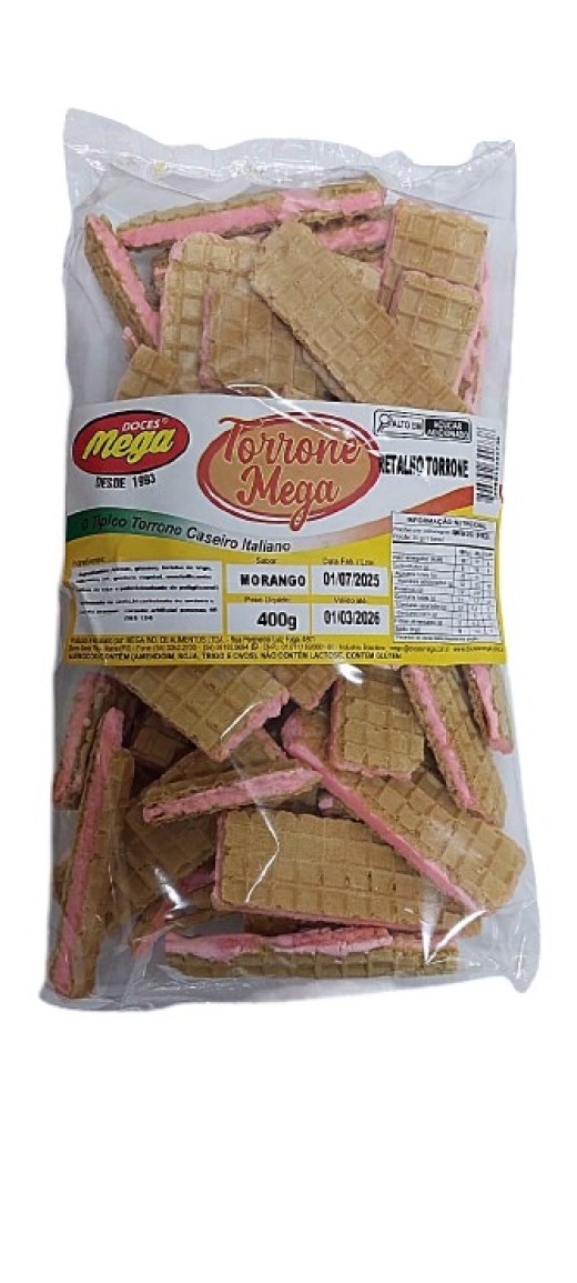 Retalho de Torrone Sabor Morango 400g